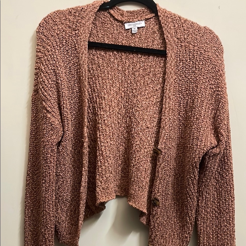 Freshman Pink Textured Cardigan Sweater